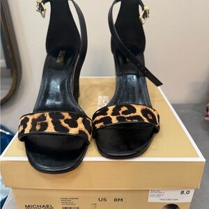 MICHAEL Michael Kors Black and Leopard Fiona Wedges